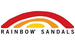 sandals with rainbow logo